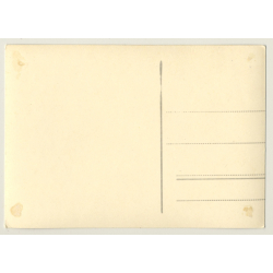 Brunette Nude In Front Of Bamboo Curtain / Sombrero (Vintage RPPC ~1950s)