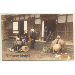 Japan: Rice Farmers / Mino - Sugegasa 菅笠 (Vintage Hand Tinted PC ~1910s)