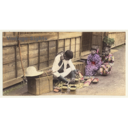 Japan: Shoemaker At Work / Wood Sandals - Geta 下駄 (Vintage Hand Tinted Photo? ~1910s)