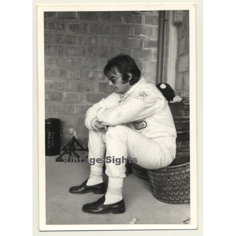 Nivelles-Baulers GP: Brabham Ford Driver Rest On Tyre / Fittipaldi? Reutemann? (Vintage Photo 1972)