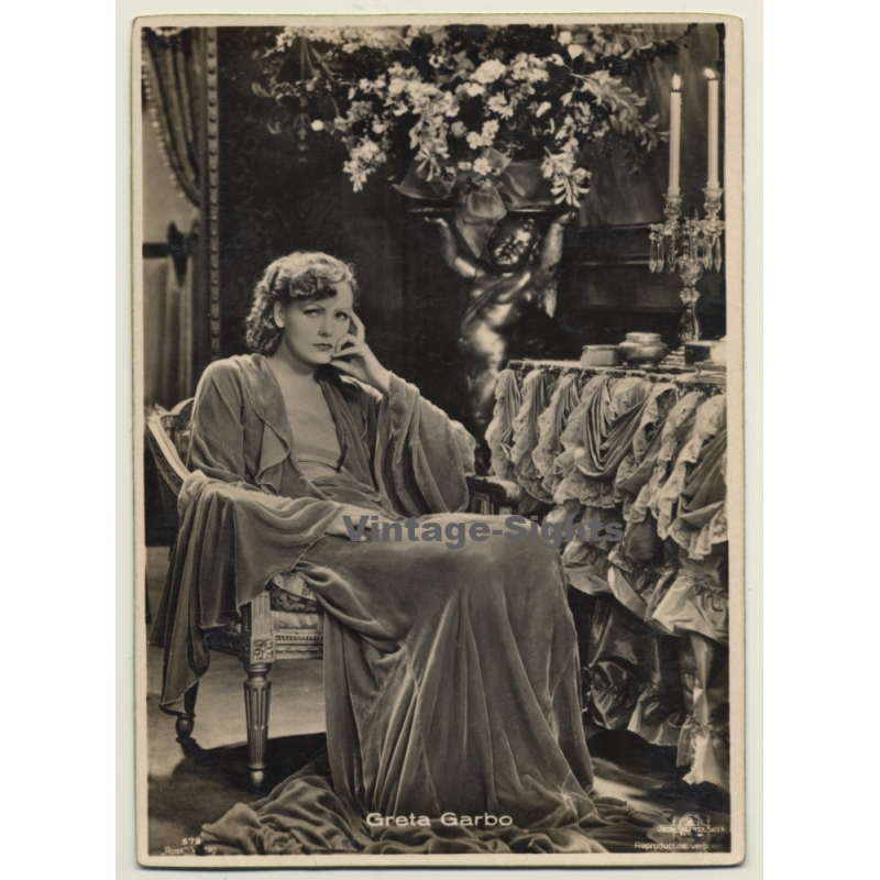 Greta Garbo - Ross Verlag 579 / MGM (Vintage Luxury RPPC ~1930s) Greta Garbo - Ross Verlag 579 / MGM (Vintage Luxury RPPC ~1930s)