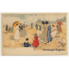 Henri Cassiers: La Plage A Ostende (Vintage Artist PC ~1900s)