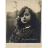 Portrait Of Wild Little Longhaired Girl / Corduroy (Vintage Sepia Photo ~1930s/1940s)