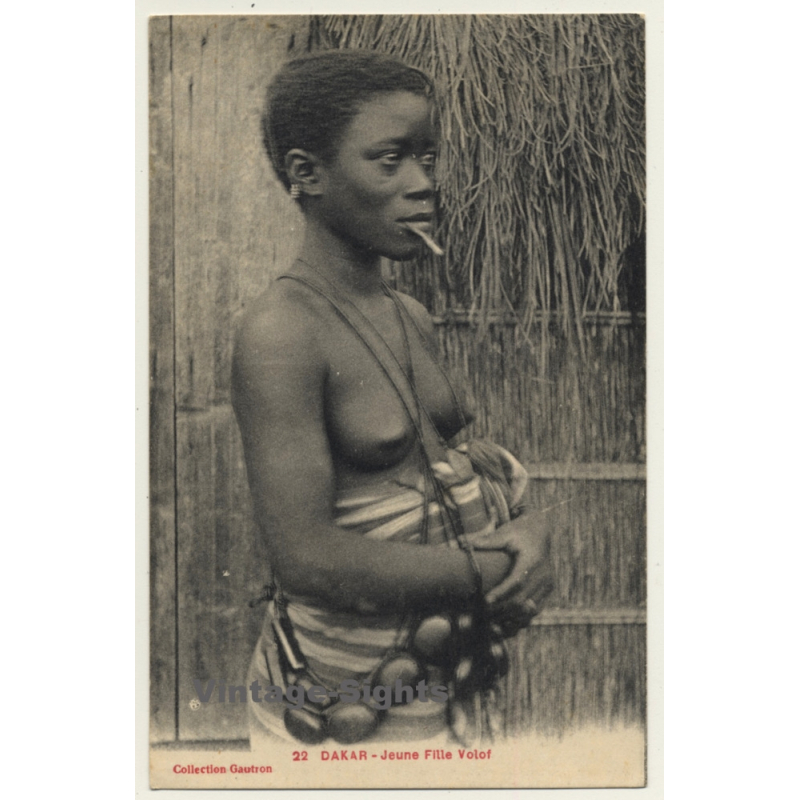 Dakar / Senegal: Jeune Fille Volof / Miswak - Nude - Ethnic (Vintage PC ~1910s/1920s)