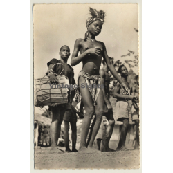 Female African Dancer / Topless - Drummer - Ethnic (Vintage RPPC Hoa-Qui)