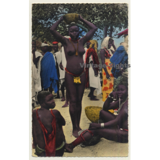 Femme De Matakam - Topless - Head Carrying - Ethnic (Vintage Colored RPPC Hoa-Qui)