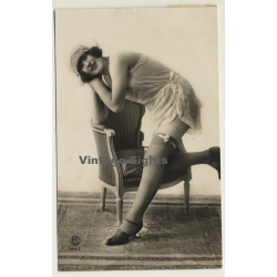 P.C. Paris: Charleston Dancer In Lingerie / Risqué (Vintage RPPC ~1920s)