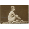 Studio Luxe / Paris: Pensive French Nude / Risqué (Vintage RPPC ~1920s)