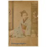 Japan: Geisha In Kimono - Wareshinobo / Meiji Era (Vintage Hand Tinted Photo ~1890s)