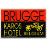 Brugge / Belgium: Karos Hotel (Vintage Self Adhesive Luggage Label / Sticker)