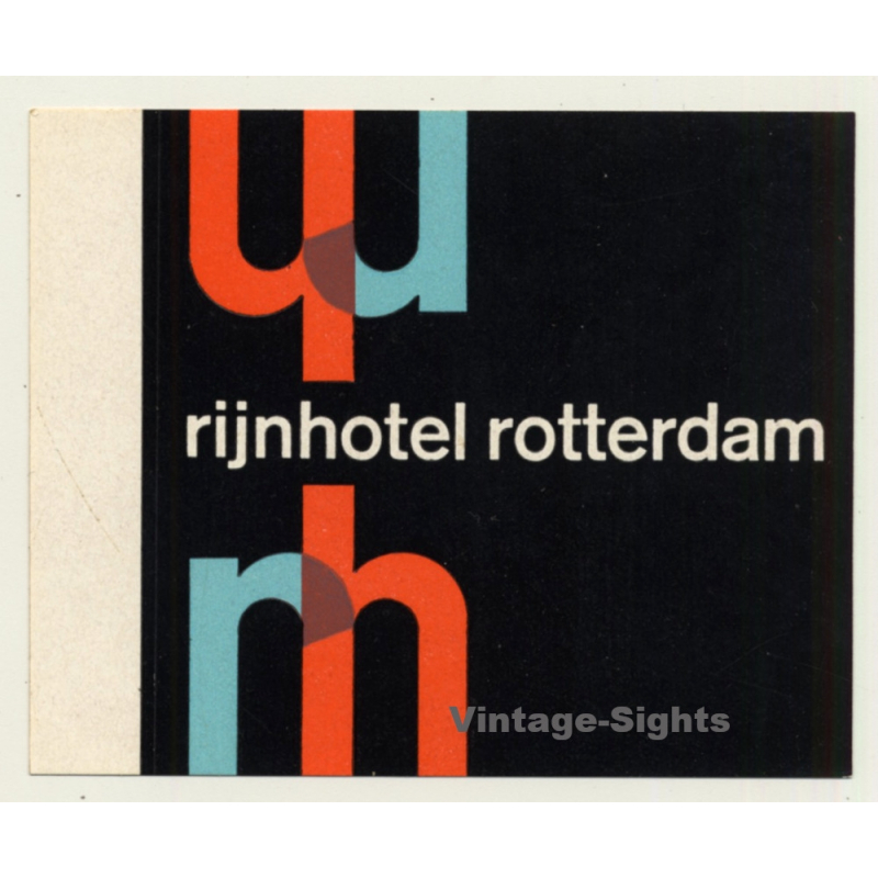 Rotterdam / Netherlands: Rijnhotel (Vintage Self Adhesive Luggage Label / Sticker)