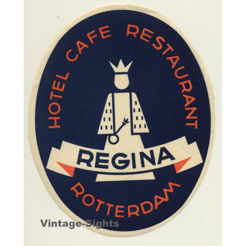 Rotterdam / Netherlands: Hotel Cafe Restaurant Regina (Vintage Luggage Label)