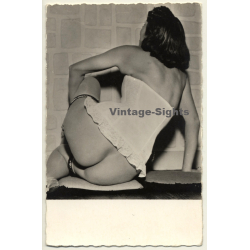 Nude Study: Racy Brunette Woman In Bodice (Vintage Photo ~ 1950s)