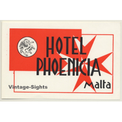 Malta: Hotel Phoenicia *L (Vintage Luggage Label ~1940s/1950s)