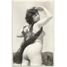 Pretty Nude Woman On Beach / Neglige - Pin-Up (Vintage RPPC ~1950s)