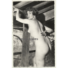 Nude Female On Wooden Porch / Eyes - Pin-Up (Vintage RPPC ~1950s)
