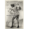 Rear View: Racy Nude With Apron / Stockings - Pin-Up (Vintage RPPC ~1950s)
