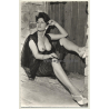 Racy Brunette Woman Flashes Boobs / Transparent - Pin-Up (Vintage RPPC ~1950s)