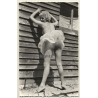 Racy Blonde Semi Nude *1 / Rear View - Butt Flash - Pin-Up (Vintage RPPC ~1950s)
