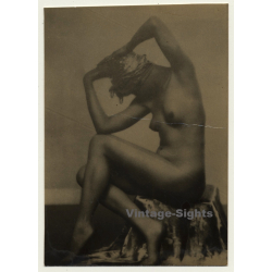 French Nude In Classic Pose / Headscarf (Vintage Photo...