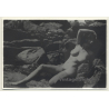 Busty Nude Woman On Rocks / Beach (Vintage Photo ~1940s)