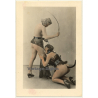 2 Semi Nudes In Hot Lingerie*1 / Biederer? - Hand Tinted - BDSM (Vintage Photo ~1920s)