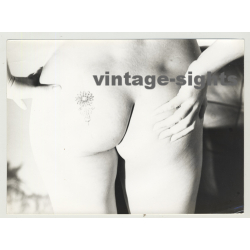 60s Nude Study: Close Up Of Cute Hippie Butt W. Flower (Vintage Amateur Photo L)
