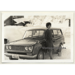 Japan: Woman In Front Of Toyota Corona PT47V (Vintage Photo ~1960s/1970s)