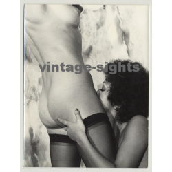Dark Skinned Woman Caressing Her Girlfriend / Lesbian Int - Tights (Vintage Amateur Photo 24x18)