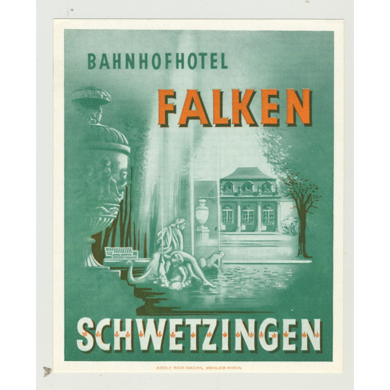 Bahnhofhotel Falken - Schwetzingen / Germany (Vintage Luggage Label)