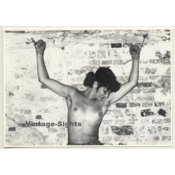 Slim Brunette Nude Tied In Dungeon*1 / Hairy Armpits - BDSM (Vintage Photo ~ 1960s)