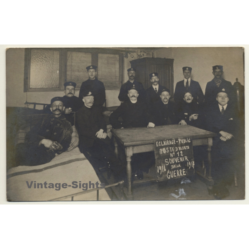 Belgium: Eclairage Public - Poste D'Alerte N° 12 / WW1 (Vintage RPPC 1917) Belgium: Eclairage Public - Poste D'Alerte N° 12 / WW1 (Vintage RPPC 1917)