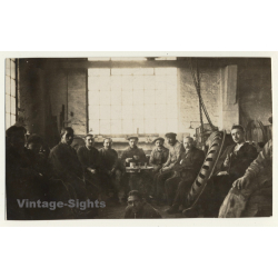 Belgium: Group Of Workers At Lunch Break (Vintage RPPC ~1920s)