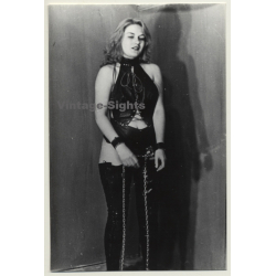 Pretty Blonde In Leather Fetish Suit *1 / High Boots (Vintage Photo GDR ~ 1960s)