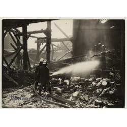 Aubervilliers / Paris: Fire At Chemical Factory / Pompiers (Vintage Press Photo ~1930s/1940s)