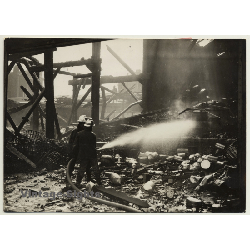 Aubervilliers / Paris: Fire At Chemical Factory / Pompiers (Vintage Press Photo ~1930s/1940s)