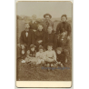 Large Belgian Family On Meadow / 4 Generations (Vintage Cabinet Card ~1890s/1900s)