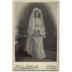 A. Verbeeck-DeSwerdt / Antwerp: Pretty Female Communicant / Religion (Vintage Cabinet Card ~1900s/1910s)