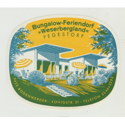 Bungalow-Feriendorf Wesergergland - Bodenwerder / Germany (Vintage Luggage Label)