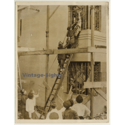 New York / USA: Collapsed Building In Bronx - Rescue Fire Ladder (Vintage Press Photo...