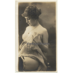 Gorgeous Semi Nude Female Flashes Leg & Boob (Vintage Photo ~1910s/1920s)