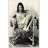 Natural Pretty Brunette Nude In Wicker Chair *5 / Boobs (Vintage Photo Germany ~ 1960s)