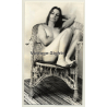 Natural Pretty Brunette Nude In Wicker Chair *6 / Toes (Vintage Photo Germany ~ 1960s)