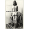 Natural Pretty Brunette Nude In Wicker Chair *8 / Butt (Vintage Photo Germany ~ 1960s)