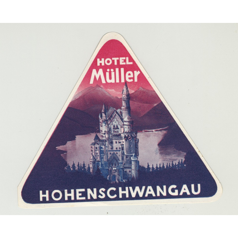 Hotel Müller - Hohenschwangau / Germany (Vintage Luggage Label)