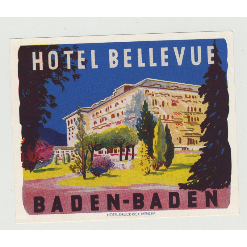 Hotel Bellevue - Baden-Baden / Germany (Vintage Luggage Label SMALL)