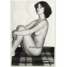 Tall Nude Curly Head On Checkered Blanket (Vintage Photo GDR 1980s)