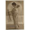 French Nude With Flowers / Toga - Boudoir - Risqué (Vintage RPPC ~1910s/1920s)