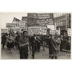 Bruxelles / Belgium: Anti Franco Student Demonstrations (Vintage Press Photo ~1960s)