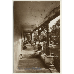 Hungary: Porch Of A Peasant House / Old Woman (Vintage RPPC ~1920s)